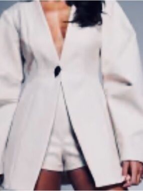ASOS Cream Plunge Front Blazer Jacket